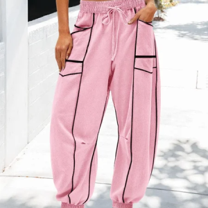 Women Plain Long Pants Vintage Spring/Fall Trousers, Pants, color:Pink|size:XXL, catalog Noracora shop