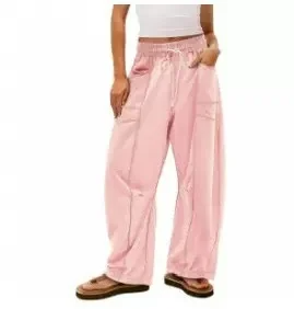 Women Multicolor Block Long Pants Vintage Spring/Fall Trousers, Pants, color:Pink|size:XXL, catalog Noracora shop