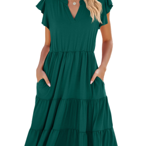 Women Plain Summer Dress Sleeveless A-Line Dress, Dresses, color:darkgreen|size:XXL, catalog Noracora shop