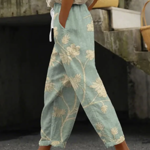 Women Floral Long Pants Casual Spring/Fall Trousers, Pants, color:Green|size:4XL, catalog Noracora shop