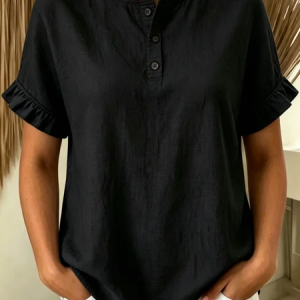 Vintage Plain Crew Neck Short Sleeve T-shirt, T-shirts, color:Black|size:XXL, catalog Noracora shop