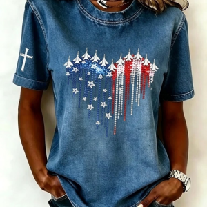Casual Heart/Cordate Crew Neck Short Sleeve T-shirt, T-shirts, color:As Picture|size:5XL, catalog Noracora shop