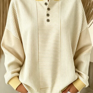 Casual Striped Sweatshirt, Hoodies & Sweatshirts, color:Beige|size:5XL, catalog Noracora shop