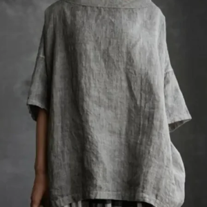 Crew Neck Half Sleeve Plain Regular Loose Blouse For Women, Blouses, color:Gray|size:5XL, catalog Noracora shop