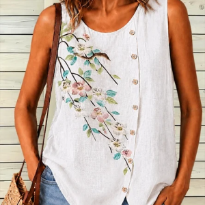 Casual Crew Neck Animal Tank Top, Vest, color:White|size:5XL, catalog Noracora shop