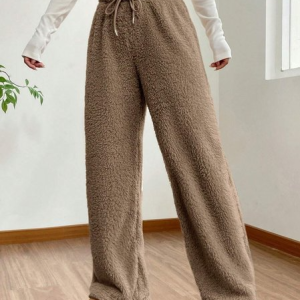Women Plain Long Elastic Waist Pants Casual Spring/Fall Trousers, Pants, color:Brown|size:4XL, catalog Noracora shop