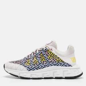 Versace Multicolor Canvas and Leather Trigreca Lace Up Sneakers Size 44, Shoes - Luxury Closet