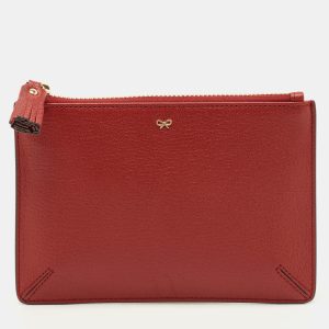 Anya Hindmarch Bespoke Loose Pocket Red Leather Pouch, Clutches & Special Occasion Bags - Luxury Closet