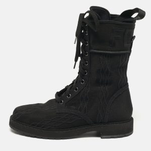 Fendi Biker Size 39 Black Fabric Ankle Length Boots, Boots - Luxury Closet