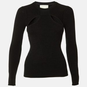Isabel Marant Black Merino Wool Knit Zana Cut-Out Jumper S, Sweaters & Cardigans - Luxury Closet