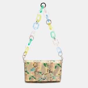 Jimmy Choo  Varenne Rainbow Snakeskin Embossed Leather Chain Clutch, Clutches & Special Occasion Bags - Luxury Closet