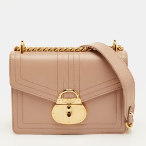 Prada Lock Flap Beige Leather Crossbody Bag, Shoulder Bags - Luxury Closet
