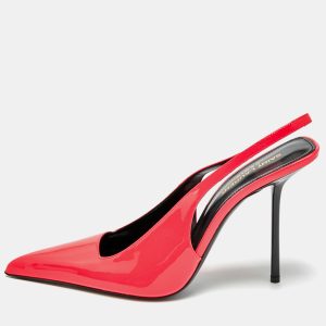 Saint Laurent Kiss Size 40 Neon Pink Patent Leather Slingback Pumps, Pumps - Luxury Closet