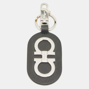 Salvatore Ferragamo Gancini Key Chain Black Leather, Luggage Accessories - Luxury Closet