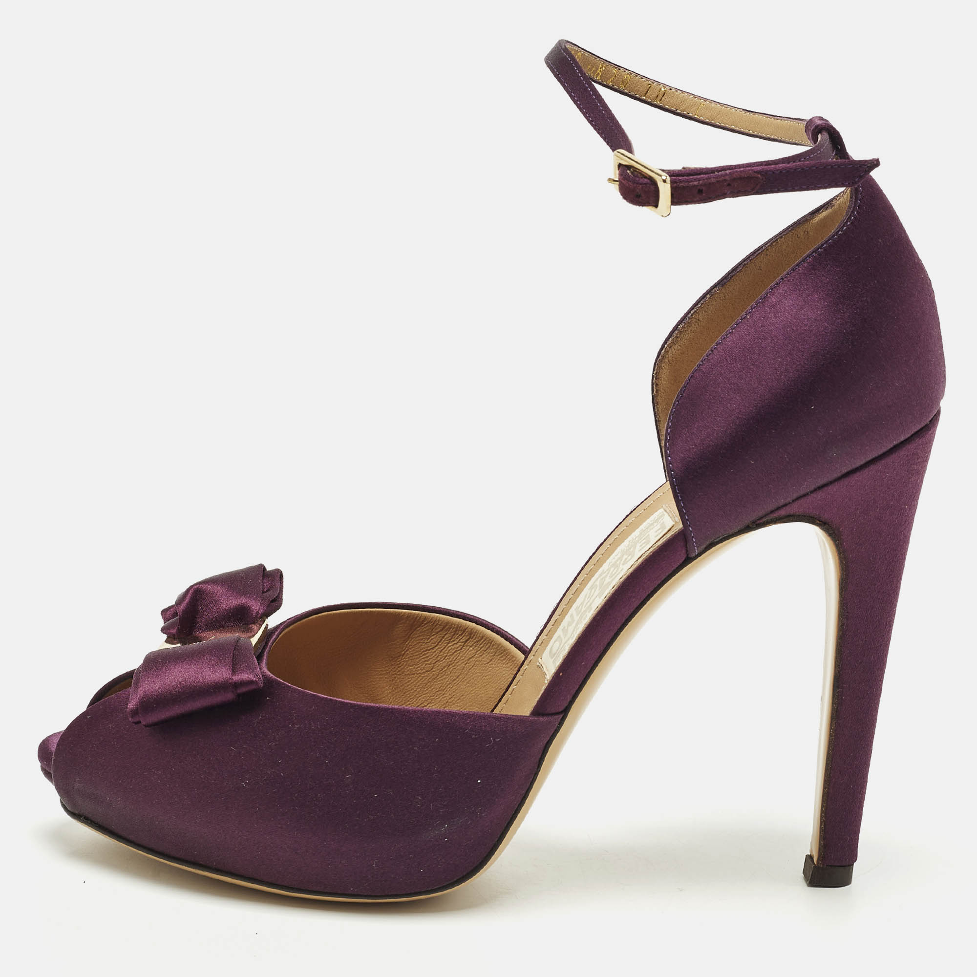 Salvatore Ferragamo Rosie Size 40.5 Purple Satin Platform Sandals, Sandals - Luxury Closet