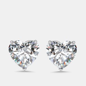 10.00 cts Heart Brilliant 18k White Gold Lab Grown Diamonds Solitaire Earrings, Earrings - Luxury Closet