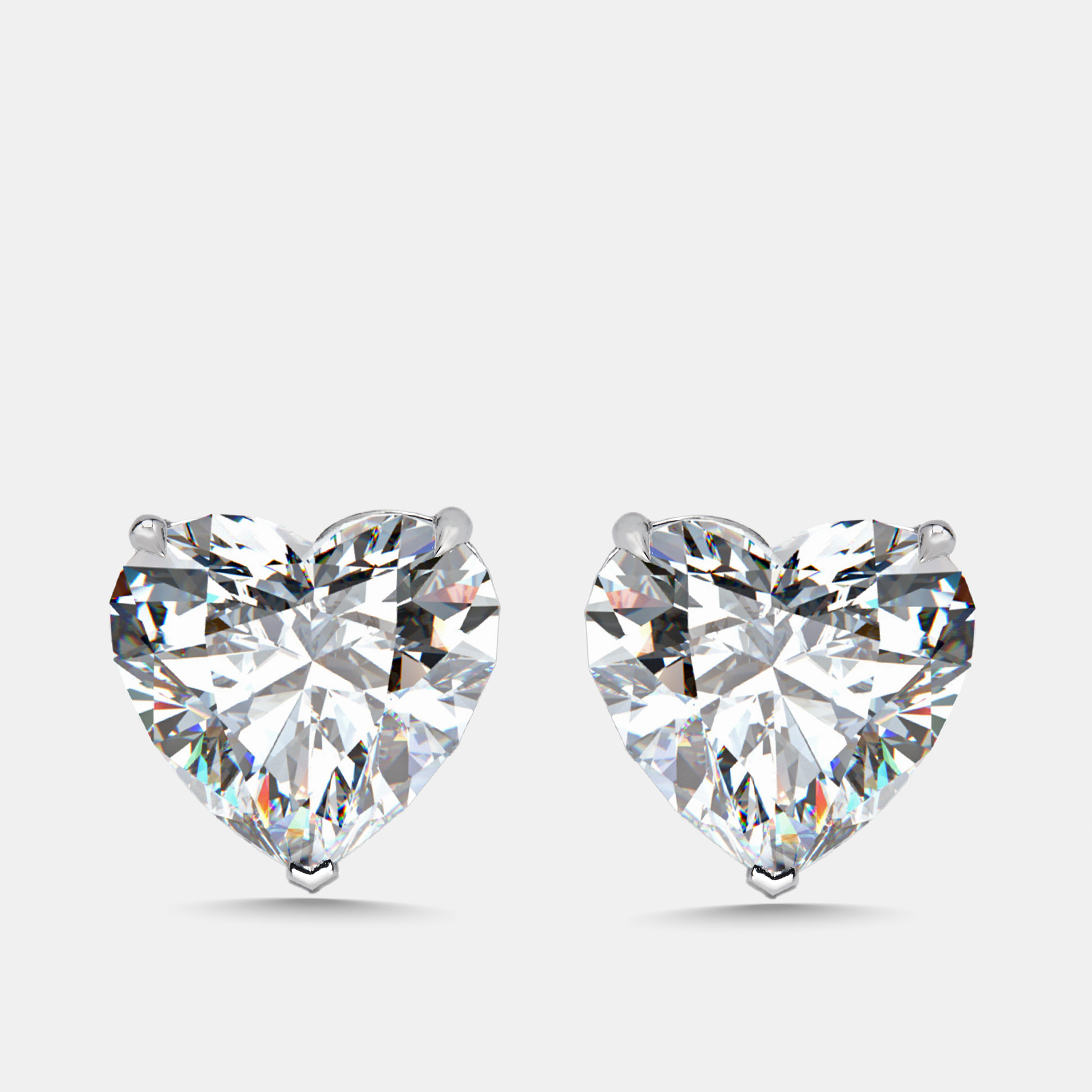 10.00 cts Heart Brilliant 18k White Gold Lab Grown Diamonds Solitaire Earrings, Earrings - Luxury Closet