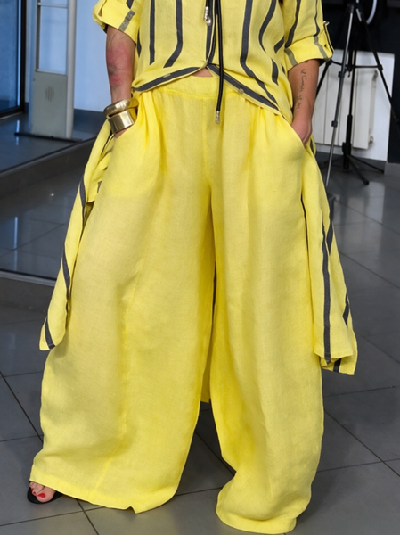 Casual Plain Straight Pants, Pants, color:Yellow|size:XXL, Stylewe