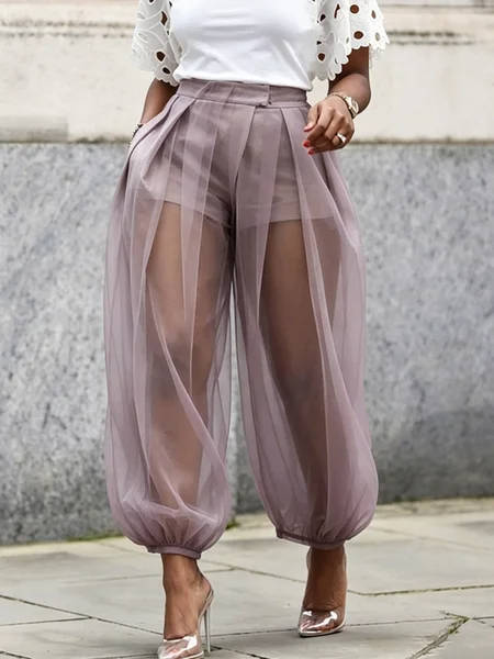 Plus Size Plain Loose Printing Urban Pants, Plus Pants, color:As Picture|size:4X, Stylewe