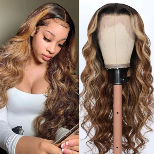 Nadula Whatsapp Flash Deal Lace Front Loose Wave Wig Ombre Honey Brown Highlights Wig With Dark Root 150% Density Pre-Plucked Wig, Catalog Online Nadula 2335