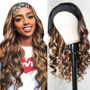 Nadula Blonde Highlight Human Hair Headband Wigs 150% Density Body Wave Hair Wigs Wear And Go, Catalog Online Nadula 2695