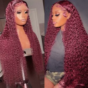 Nadula Burgundy Lace Wig Affordable 99J Colored Curly Lace Front Human Hair Wigs for Women Pre-plucked Natural Hair Line, Catalog Online Nadula 2705