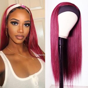 Nadula 24 Inch Straight Human Hair Headband Wigs Burgundy Wigs, Catalog Online Nadula 2080