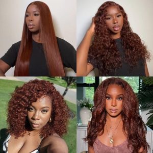 Nadula #33 Red Brown Auburn Human Hair Wig Pre Plucked Lace Front Colored Wigs For Women, Catalog Online Nadula 1954