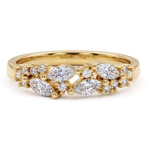 anniversary band - Italo Floral Marquise & Round Cut Half Eternity Wedding Band For Women, Italo jewelry - Online Catalog