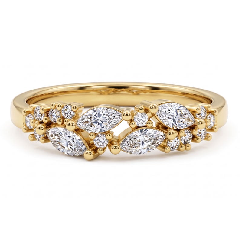 anniversary band - Italo Floral Marquise & Round Cut Half Eternity Wedding Band For Women, Italo jewelry - Online Catalog