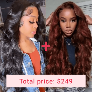 Nadula 18Inch #33 Red Brown Auburn Body Wave Lace Front Wig + 14Inch Natural Black Lace Part Wig, Catalog Online Nadula 1999