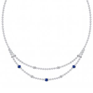 necklaces - Italo Bezel Setting Blue & White Sapphire Layering necklaces For Women, Italo jewelry - Online Catalog