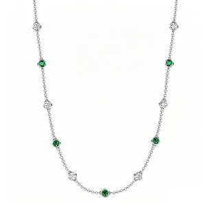 necklaces - Italo Emerald & White Sapphire Bezel Set Tennis Necklace For Women, Italo jewelry - Online Catalog