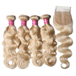 Nadula Unprocessed Virgin Human Hair 613 Blonde Virgin Human Hair Wave 4 Bundles Body Wave With Lace Closure, Catalog Online Nadula 532