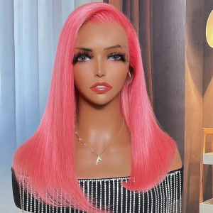 Nadula Shoulder Length Straight Blunt Cut Pink Bob Wig 13*4 Lace Front Pink Color Blunt Cut Wig, Catalog Online Nadula 2376