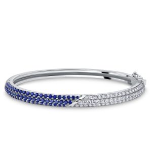 bracelets - Italo Micro Pave Blue & White Sapphire Bangle Bracelet For Women, Italo jewelry - Online Catalog