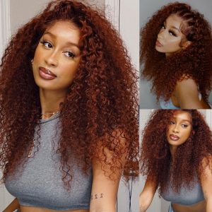 Nadula 33B Reddish Brown Curly Air Wig Glueless 4x4 Lace Closure Wig Pre-cut Lace Colored Human Hair Wigs, Catalog Online Nadula 2703