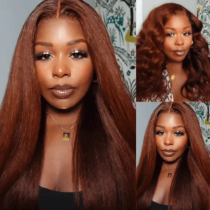 Nadula Flash Deal 13x4 Lace Front Kinky Straight #33B Red Brown Color Wig With Super Natural Hairline, Catalog Online Nadula 2416
