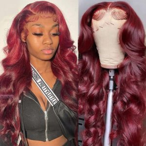 Nadula 13X4 Burgundy Lace Front Wig 99J Body Wave Human Hair Wigs Pre-plucked with Baby Hair, Catalog Online Nadula 2450