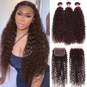 Nadula Auburn Curly Human Hair Bundles with Closure 33B Reddish Brown Hair 3 Bundles with Lace Closure Dark Ginger, Catalog Online Nadula 2385