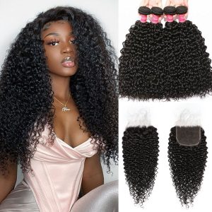 Nadula 4pcs Curly Human Hair Weaves With 5x5 HD Lace Closure Unprocessed Curly Lace Closure With Bundles, Catalog Online Nadula 1552