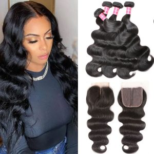 Nadula Body Wave 4x0.75 Inch T Closure with 4 Bundles Virgin Long Human Hair Weave, Catalog Online Nadula 1119