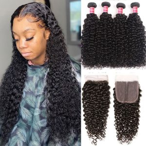Nadula Brazilian Jerry Curly Middle Part Closure With 4 Bundles Human Hair Weave Good Quality, Catalog Online Nadula 1121