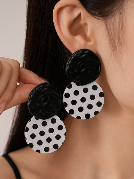 Elegant Polka Dots Dangle, Earrings, color:Black-white, Stylewe