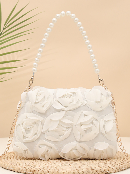 Elegant 3D Floral Clutch Bag, Clutches, color:Off White|size:One-size, Stylewe