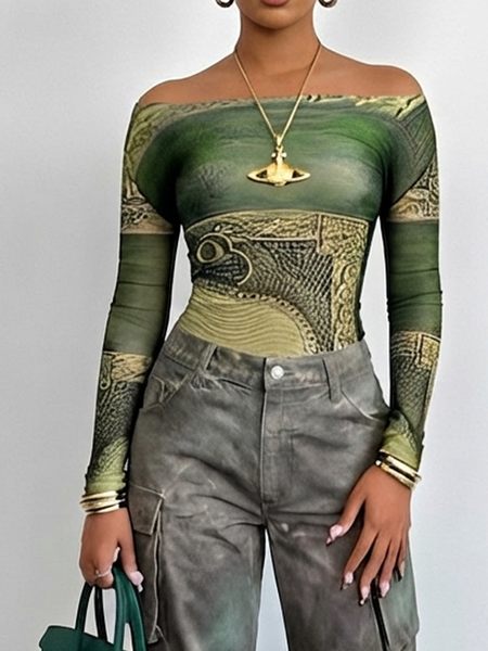 Medium Elasticity Urban Cold Shoulder T-shirt, Tees, color:As Picture|size:XXL, Stylewe