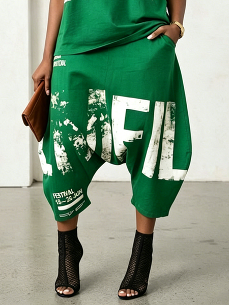 Plus Size Printing Loose Casual Pants, Plus Pants, color:As Picture|size:4X, Stylewe