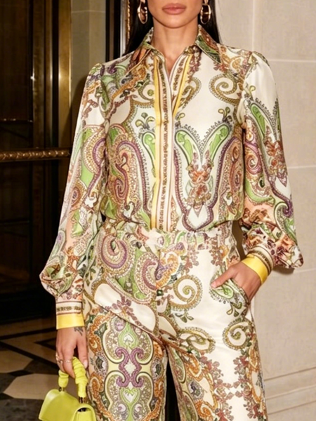 Urban Paisley Buttoned Shirt Collar Shirt, Blouses and Shirts, color:Multicolor|size:XXL, Stylewe
