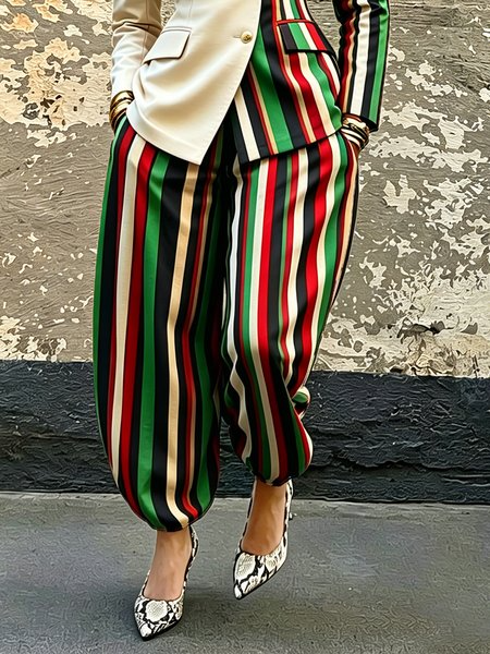 Urban Striped Printing Bloomers, Pants, color:As Picture|size:XXL, Stylewe