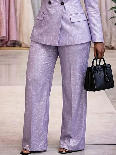 Urban Plain Flash Straight Pants, Pants, color:Purple|size:XXL, Stylewe